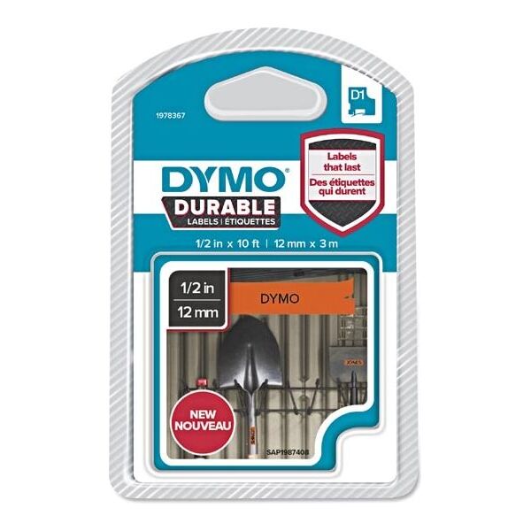 Dymo DYMO D1-Schriftband Vinyl 12mmx3m schwarz auf orange - 1978367