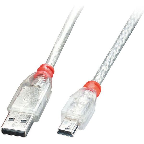 Kabel USB Lindy USB-A - miniUSB 0.5 m Przezroczysty (41781)