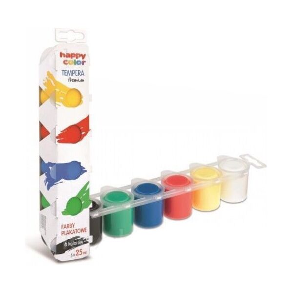 Happy Color Farby plakatowe Tempera Premium 6 kolorĂłw 25 ml