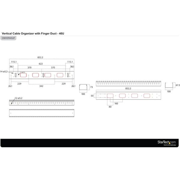 StarTech Organizer do kabli 40U wertykalny 2 szt. (CMVER40UF)