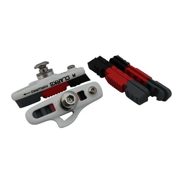 Clarks Klocki hamulcowe CLARK'S CPS240 SZOSA (Shimano, Campagnolo, Warunki Suche i Mokre, Biała estetyczna obudowa) 55mm czarno-czerwone-szare + 2x dodatkowe wkładki