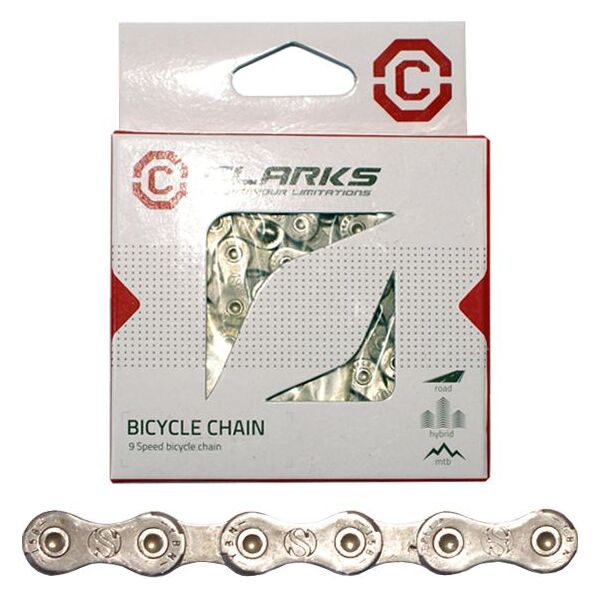 Clarks Łańcuch rowerowy YBN C9 SHIMANO CAMPAGNOLO SRAM (9 Biegów, CP 1/2"x11/128", 116 ogniw, 6.4mm, spinka do łańcucha) Standard srebrny
