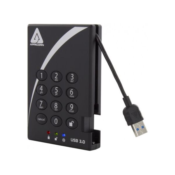 Dysk zewnętrzny HDD Apricorn Aegis Padlock 2TB Czarny (A25-3PL256-2000)