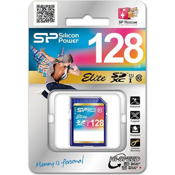 Karta Silicon Power Elite SDXC 128 GB Class 10 UHS-I/U1  (SP128GBSDXAU1V10)