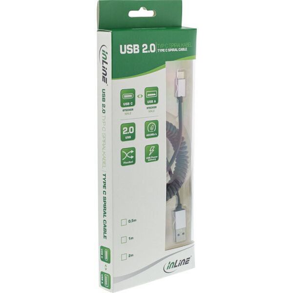 Kabel USB InLine USB-A - USB-C 1 m Czarny (35871)