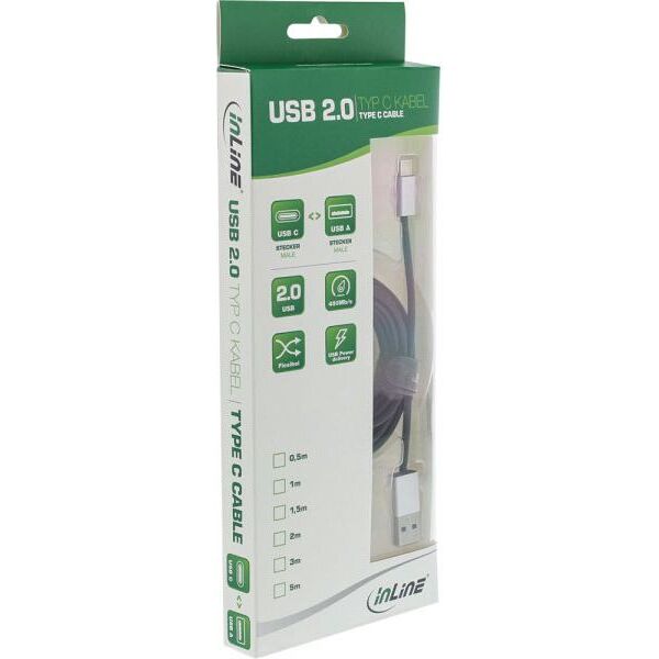 Kabel USB InLine USB-A - USB-C 1.5 m Czarny (35834)