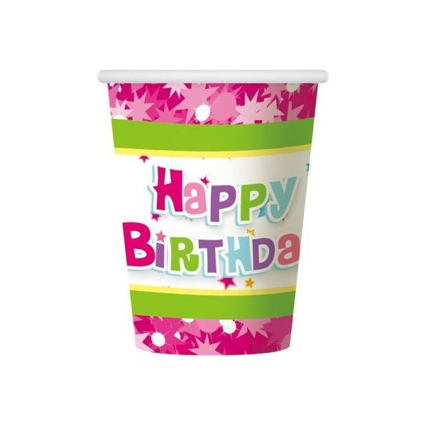 GoDan kubeczki papierowe Happy Birthday różowe (17075)