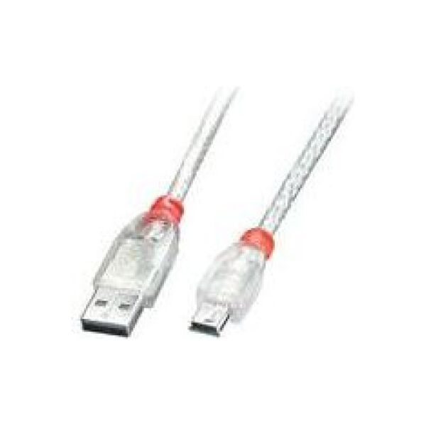 Kabel USB Lindy USB-A - miniUSB 2 m Przezroczysty (41783)