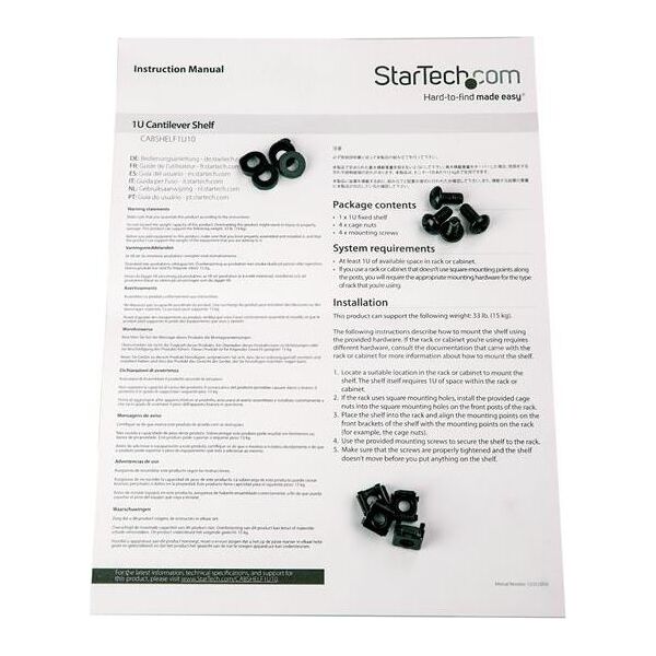 StarTech Półka 10" 1U Czarna (CABSHELF1U10)