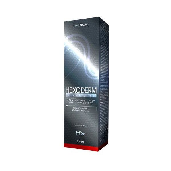 EUROWET Hexoderm Excellence - szampon regulujący mikroflorę skóry z fitosfingozyną i chlorheksydyną dla kota i psa 200ml