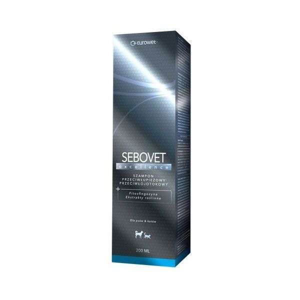 EUROWET Sebovet Excellence - szampon przeciwłupieżowy i przeciwłojotokowy dla kota i psa 200ml