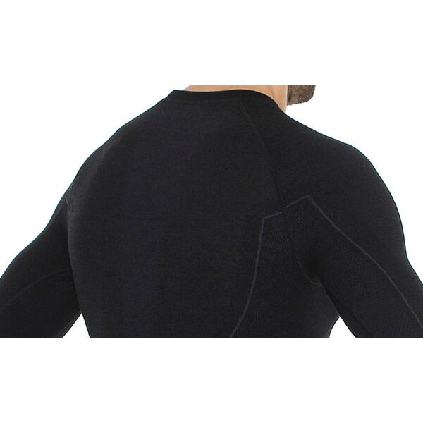 Brubeck Koszulka męska z długim rękawem Active Wool czarna r. L (LS12820)