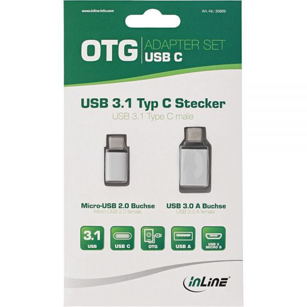 Adapter USB InLine USB-C - microUSB USB-C - USB Biały  (35809)