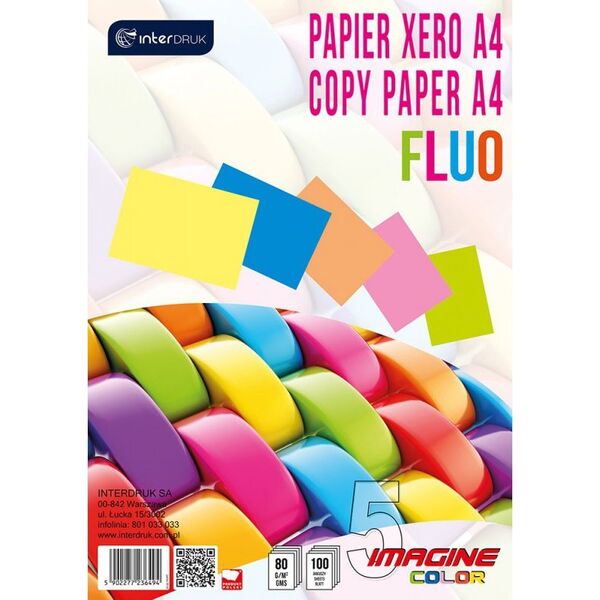 Interdruk Papier ksero A4 80g Mix kolorów Fluo 100 arkuszy