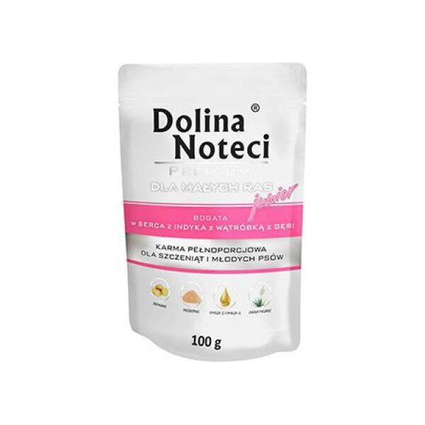 Dolina Noteci PREMIUM JUNIOR MAŁE RASY SERCA Z INDYKA Z WĄTRÓBKĄ Z GĘSI 100g