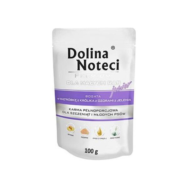 Dolina Noteci PREMIUM JUNIOR MAŁE RASY WĄTRÓBKĘ Z KRÓLIKA Z OZORAMI Z JELENIA 100 g