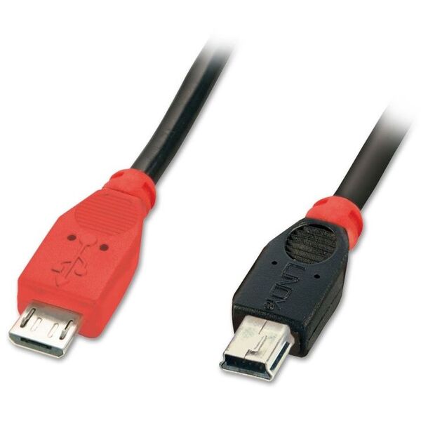 Kabel USB Lindy microUSB - miniUSB 1 m Czarny (31718)