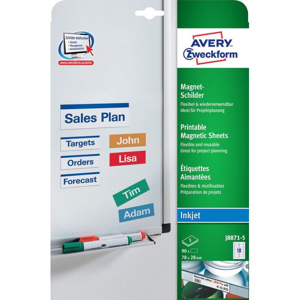 Avery Zweckform Etykiety magnetyczne 78 x 28 mm (J8871-5)