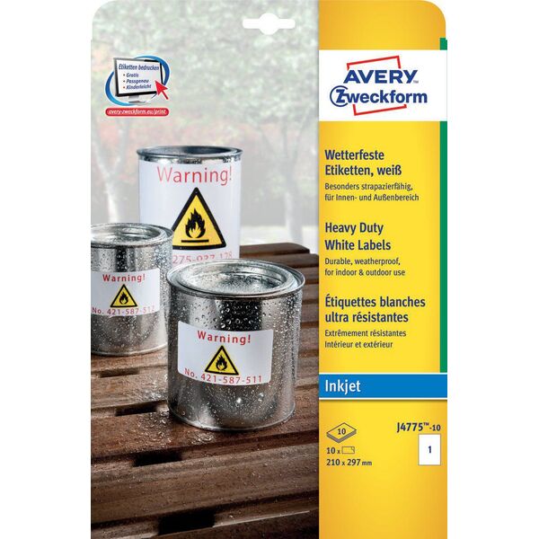 Avery Zweckform Etykiety wodoodporne Heavy Duty 210 x 297 mm (J4775-10)