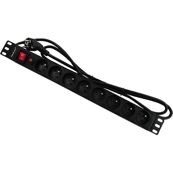 Qoltec Listwa zasilająca 19", 16A, 1U, PDU, 8xSCHUKO, 2m (53996)