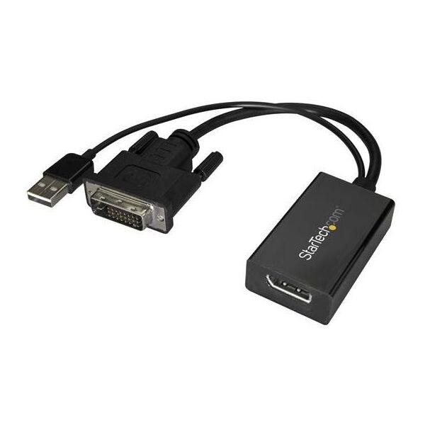 Adapter AV StarTech DVI-D - DisplayPort + USB-A czarny (DVI2DP2)