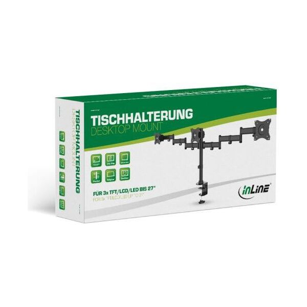 InLine Uchwyt biurkowy na 3 monitory 13" - 27" (23104B)