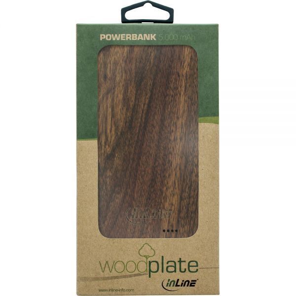 Powerbank InLine Woodplate 5000mAh Brązowy
