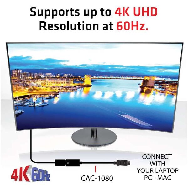 Kabel Club 3D DisplayPort - HDMI 0.2m czarny (CAC-1080)
