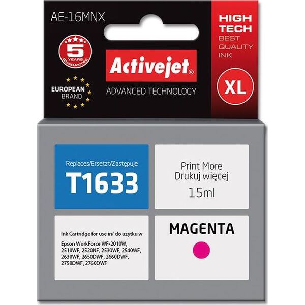 Tusz Activejet Tusz AE-16MNX (do drukarki Epson, zamiennik T1633 supreme 15ml magenta) - AE-16MNX