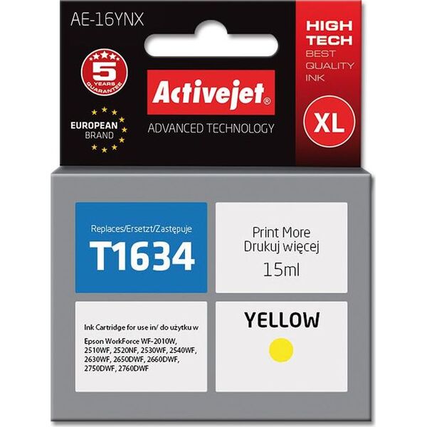 Tusz Activejet Tusz Activejet AE-16YNX (do drukarki Epson, zamiennik T1634 supreme 15ml yellow) - AE-16YNX