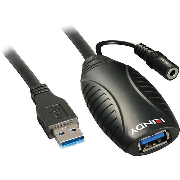 Kabel USB Lindy USB-A - 15 m Czarny (43099)