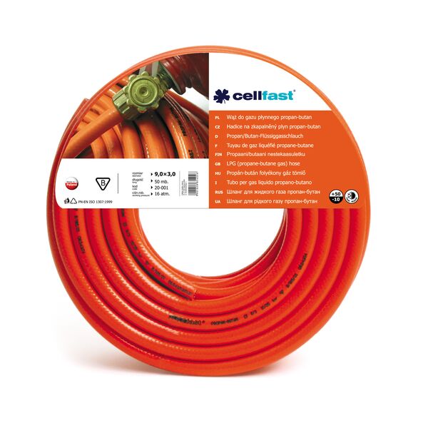Cellfast Wąż do gazu płynnego propan-butan 9x3mm 50m 20-001