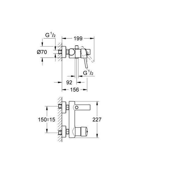 Bateria wannowa Grohe Concetto ścienne chrom (32211001)