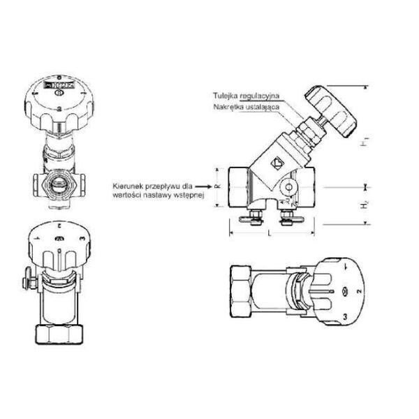 Herz Zawór regulacyjny z końcówkami pomiarowymi STROMAX-M 1/2" - 1 4117 51