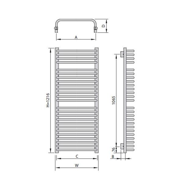 Grzejnik łazienkowy ENIX Aster A 50 cmx120 cmcm biały (A0005001216014010000)