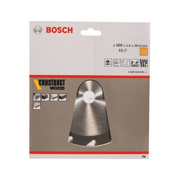 Bosch Tarcza pilarska Construct Wood 160x20 z12 - 2608640630