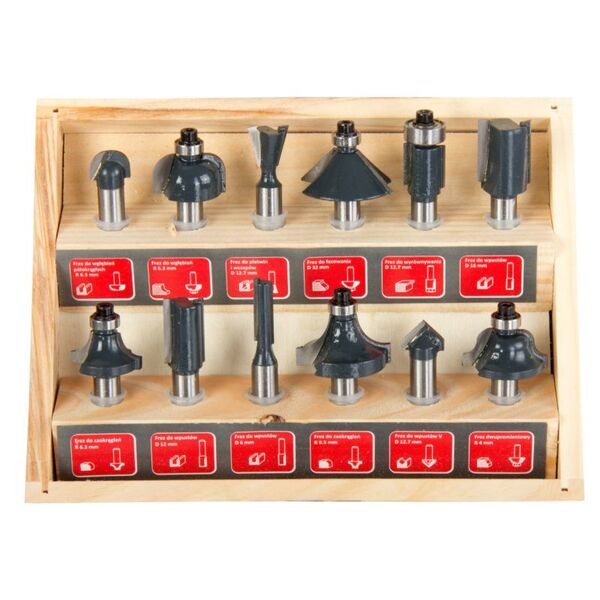 Pro-Line Zestaw frezów do drewna 8mm 12szt. (93122)