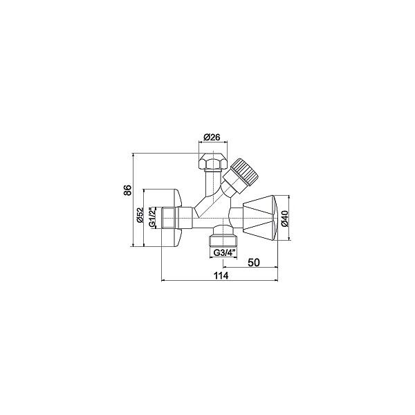 Ferro Zawór kątowy Kombi kombinowany 1/2"x3/8"x3/4"  (CF5104)