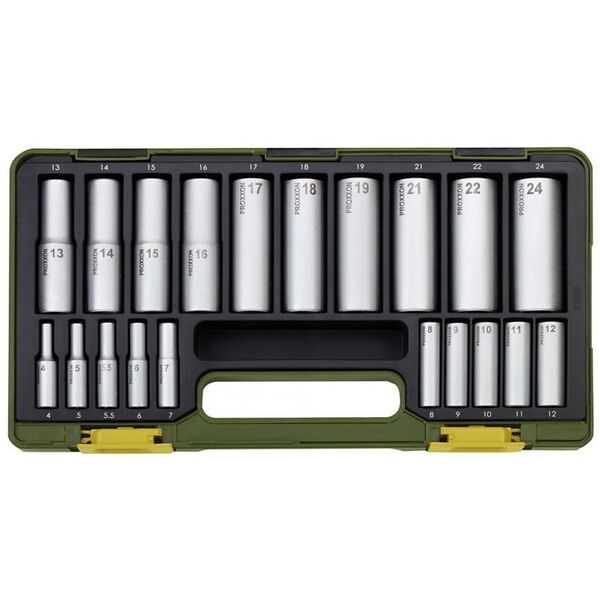 Proxxon Zestaw nasadek 6-kątnych 1/4" 1/2" 4-24mm 20szt. (PR23292)