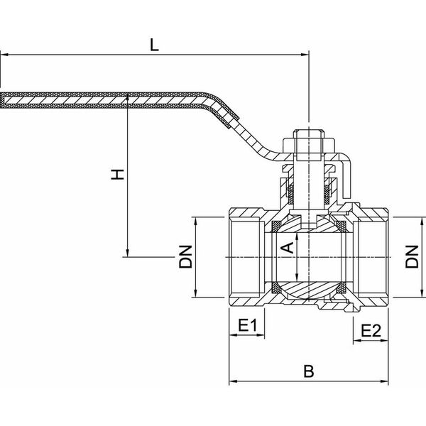 Invena Kurek kulowy MILLENIUM gwint wewnętrzny 1/2" z dźwignią stalową - ZK-01-015