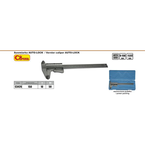 Corona Suwmiarka 150mm 0,02mm Auto-lock (C3426)