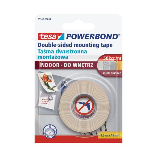 Tesa Taśma dwustronna montażowa POWERBOND do wnętrz 1,5m 19mm H5574004