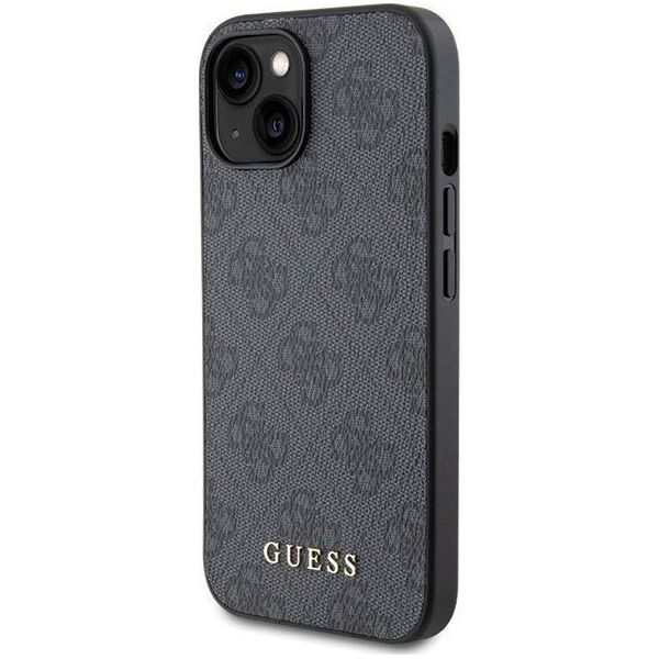 Guess Guess GUHCP15SG4GFGR iPhone 15 6.1" szary/grey hard case 4G Metal Gold Logo