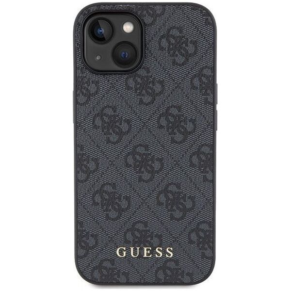 Guess Guess GUHCP15SG4GFGR iPhone 15 6.1" szary/grey hard case 4G Metal Gold Logo