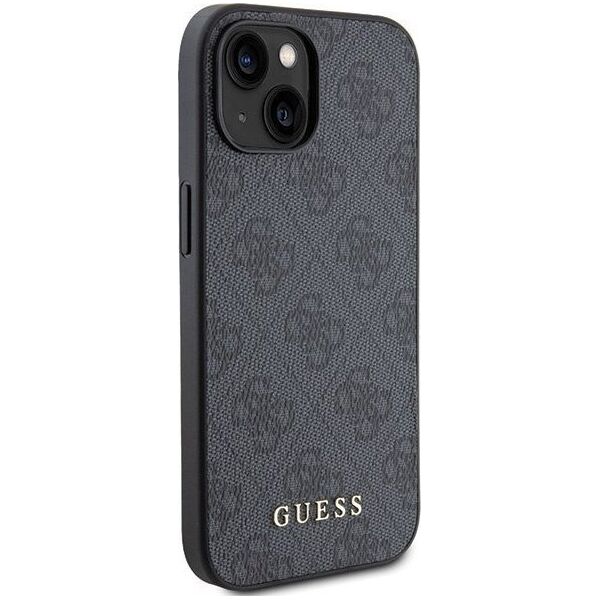 Guess Guess GUHCP15SG4GFGR iPhone 15 6.1" szary/grey hard case 4G Metal Gold Logo