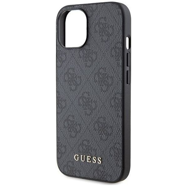 Guess Guess GUHCP15SG4GFGR iPhone 15 6.1" szary/grey hard case 4G Metal Gold Logo