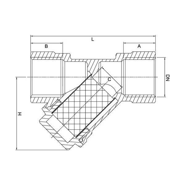 Invena Filtr mechaniczny do wody GW 1/2\\" skośny - CF-14-015