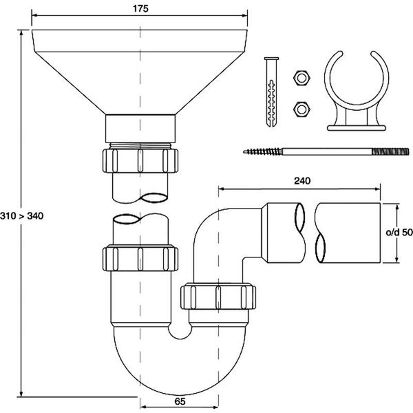 McAlpine Syfon bojlerowy 3/2"x50mm (HC7-FUN)