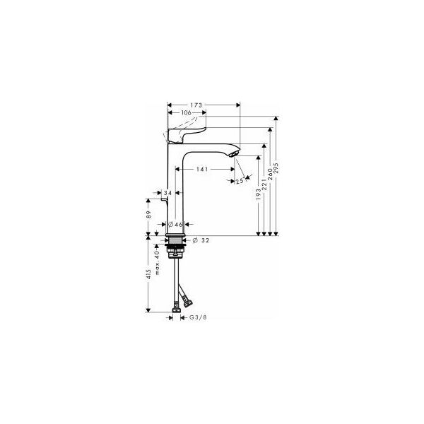 Bateria umywalkowa Hansgrohe Metris stojąca chrom (31183000)