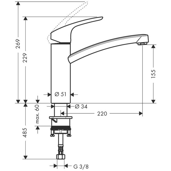 Bateria kuchenna Hansgrohe Focus M41 stojąca chrom (31806000)
